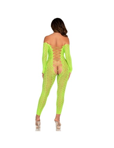LEG AVENUE BODYSTOCKING SIN ENTREPIERNA DE ENCAJE DE SERPIENTE EXATICA VERDE NEAN