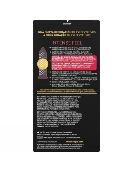 SKYN PRESERVATIVO INTENSE FEEL TEXTURA CON DISEAO ONDULADO 10 UNIDADES