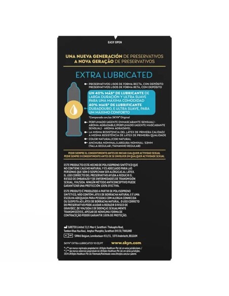 SKYN PRESERVATIVO EXTRA LUBRICADO 10 UNIDADES