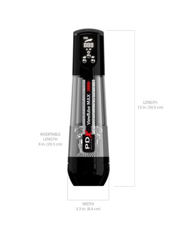 PDX ELITE VIEWTUBE MAX VIEW MASTURNADOR AUTOMATICO CON SUCCIAN TRANSPARENTE