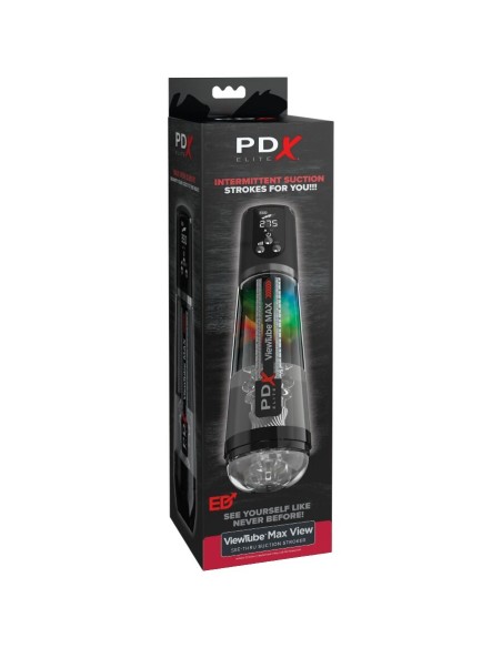 PDX ELITE VIEWTUBE MAX VIEW MASTURNADOR AUTOMATICO CON SUCCIAN TRANSPARENTE