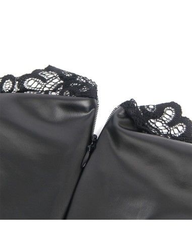SUBBLIME 957544 VESTIDO DE CUERO CON CUELLO DE ENCAJE NEGRO S M