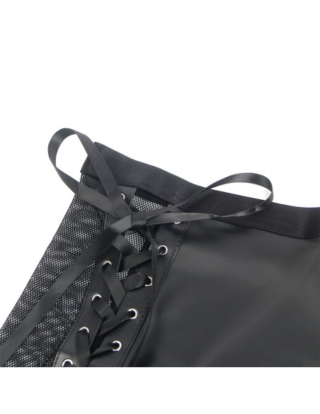 SUBBLIME 957582 CONJUNTO SUJETADOR Y FALDA DE CUERO NEGRO S M