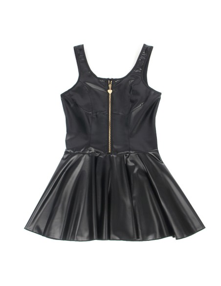SUBBLIME 957667 VESTIDO DE CUERO CON CREMALLERA DE CORAZAN NEGRO S M