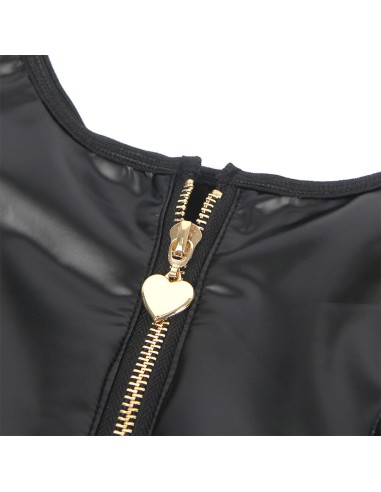 SUBBLIME 957667 VESTIDO DE CUERO CON CREMALLERA DE CORAZAN NEGRO S M