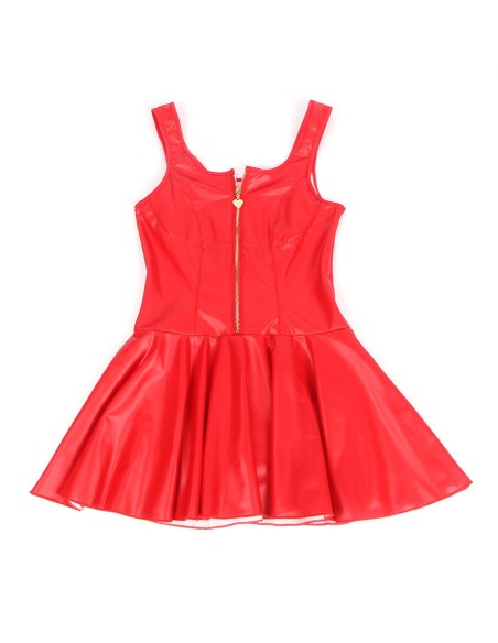 SUBBLIME 957681 VESTIDO DE CUERO CON CREMALLERA DE CORAZAN ROJO S M
