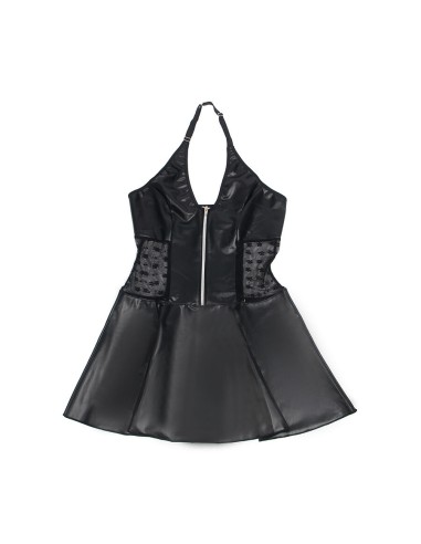 SUBBLIME 957704 VESTIDO DE CUERO CON CREMALLERA Y ENCAJE NEGRO S M