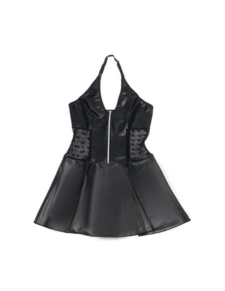 SUBBLIME 957704 VESTIDO DE CUERO CON CREMALLERA Y ENCAJE NEGRO S M