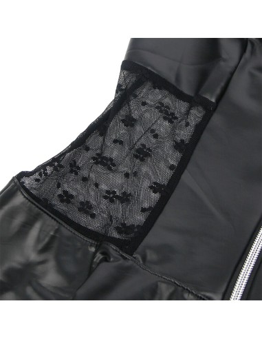 SUBBLIME 957704 VESTIDO DE CUERO CON CREMALLERA Y ENCAJE NEGRO S M