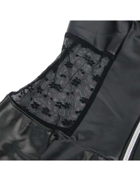 SUBBLIME 957704 VESTIDO DE CUERO CON CREMALLERA Y ENCAJE NEGRO S M