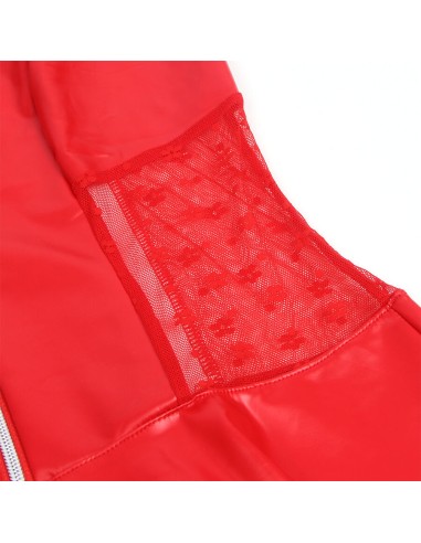 SUBBLIME 957728 VESTIDO DE CUERO CON CREMALLERA Y ENCAJE ROJO S M