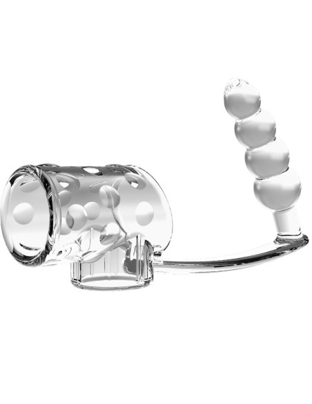 PRETTY LOVE FUNDA PARA PENE CON PLUG ANAL TRANSPARENTE