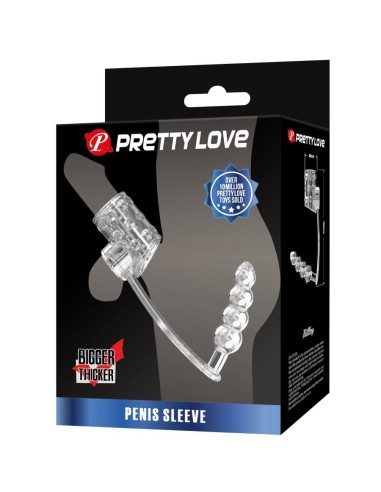 PRETTY LOVE FUNDA PARA PENE CON PLUG ANAL TRANSPARENTE