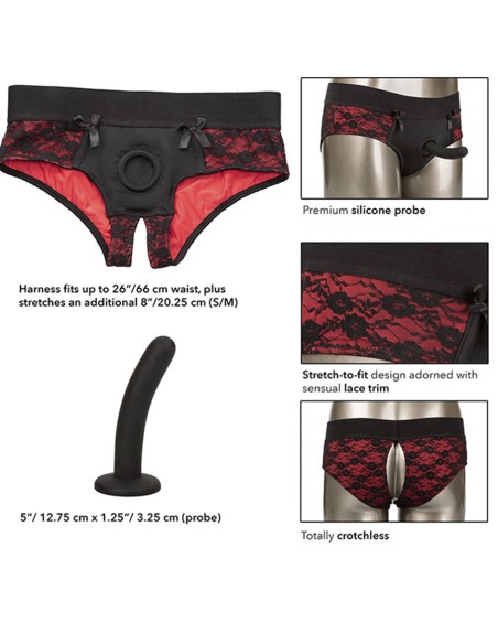 CALEXOTICS SCANDAL SET DE BRAGUITAS SIN ENTREPIERNAS CON DIDLO TALLA S M