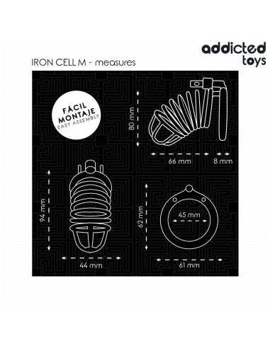 ADDICTED TOYS LOCKED IRON CELL JAULA PARA PENE DE METAL TALLA M