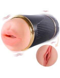 SHEQU KAY MASTURBADOR DOBLE CON VIBRACIAN DUAL BOCA Y VAGINA