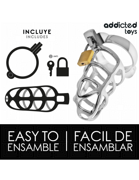 ADDICTED TOYS LOCKED SILVER LOCK JAULA PARA PENE DE METAL TALLA M
