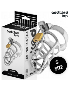 ADDICTED TOYS LOCKED SILVER LOCK JAULA PARA PENE DE METAL TALLA S