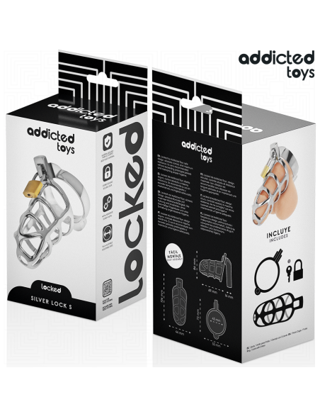 ADDICTED TOYS LOCKED SILVER LOCK JAULA PARA PENE DE METAL TALLA S
