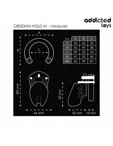 ADDICTED TOYS LOCKED OBSIDIAN HOLD JAULA PARA PENE TALLA M