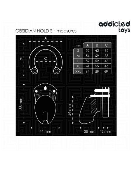 ADDICTED TOYS LOCKED OBSIDIAN HOLD JAULA PARA PENE TALLA S