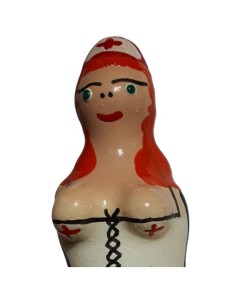 CONDOMERIE PRESERVATIVO DECORATIVO PINTADO A MANO ENFERMERA PELIRROJA