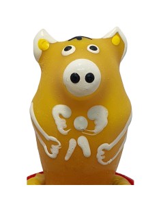 CONDOMERIE PRESERVATIVO DECORATIVO PINTADO A MANO CERDO SENTADO AMARILLO