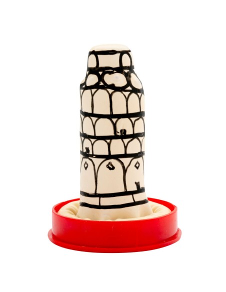 CONDOMERIE PRESERVATIVO DECORATIVO PINTADO A MANO TORRE DE PISA