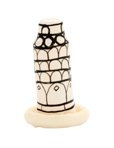 CONDOMERIE PRESERVATIVO DECORATIVO PINTADO A MANO TORRE DE PISA