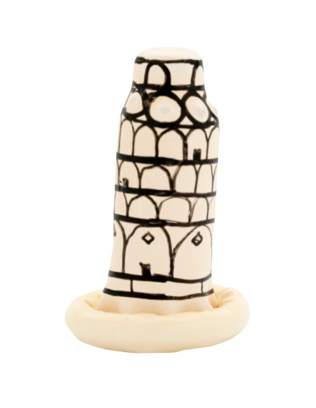 CONDOMERIE PRESERVATIVO DECORATIVO PINTADO A MANO TORRE DE PISA
