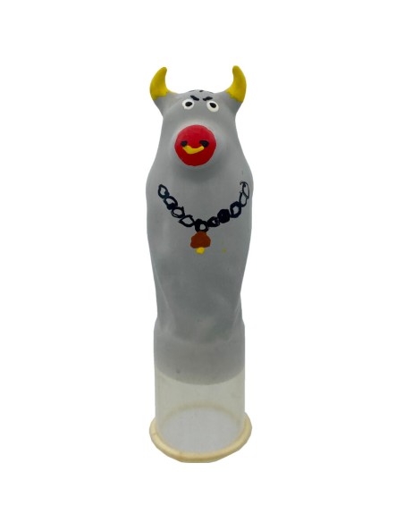 CONDOMERIE PRESERVATIVO DECORATIVO PINTADO A MANO TORO GRIS MODELO XL