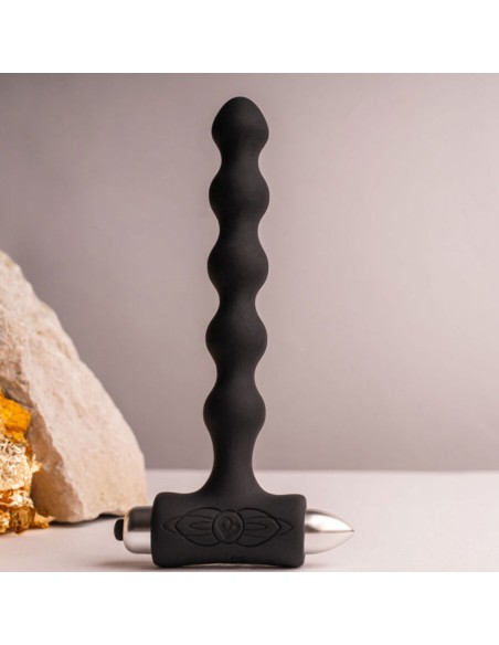 ROCKS OFF PETITE SENSATIONS PEARLS PLUG ANAL VIBRADOR NEGRO