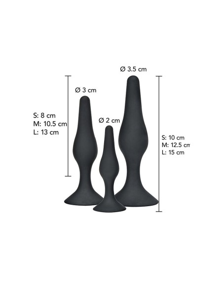 TOYJOY ANAL PLAY CURVY COMPANIONS PLUG ANAL 3 PIEZAS NEGRO