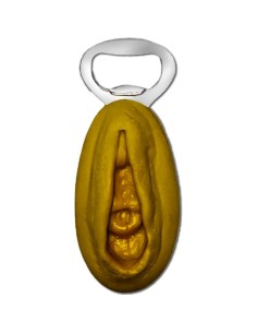 DIABLO PICANTE ABRIDOR PLATEADO CON FORMA VAGINA DORADA