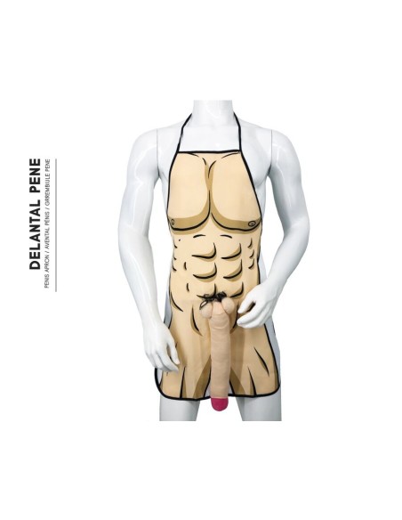 DIABLO PICANTE DELANTAL CON PENE 3D MUSCULOSO Y ATREVIDO