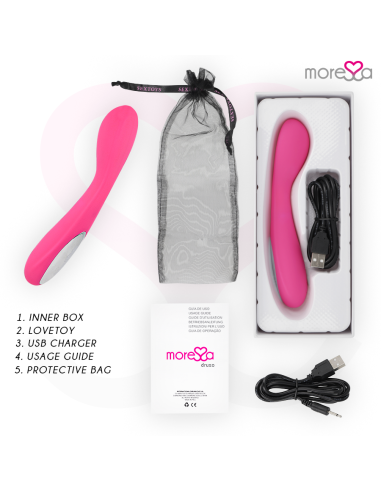 MORESSA DRUSO MASAJEADOR DUO PUNTO G Y SUERO PELVICO PREMIUM SILICONE RECARGABLE