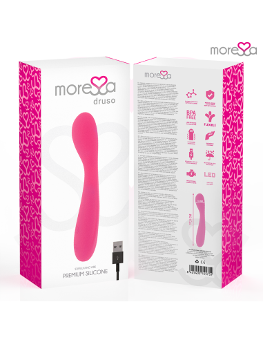 MORESSA DRUSO MASAJEADOR DUO PUNTO G Y SUERO PELVICO PREMIUM SILICONE RECARGABLE