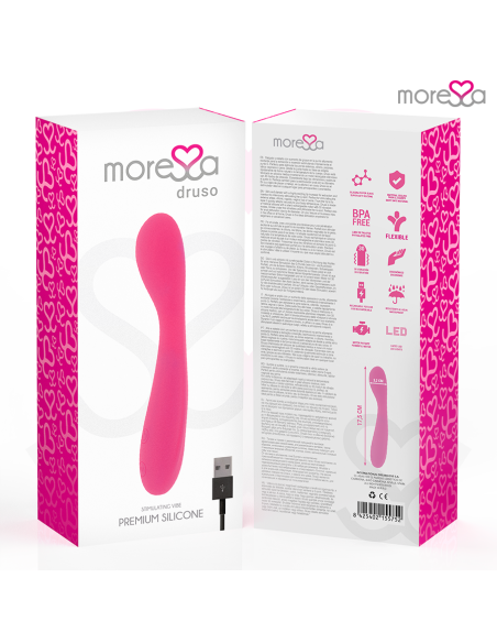 MORESSA DRUSO MASAJEADOR DUO PUNTO G Y SUERO PELVICO PREMIUM SILICONE RECARGABLE