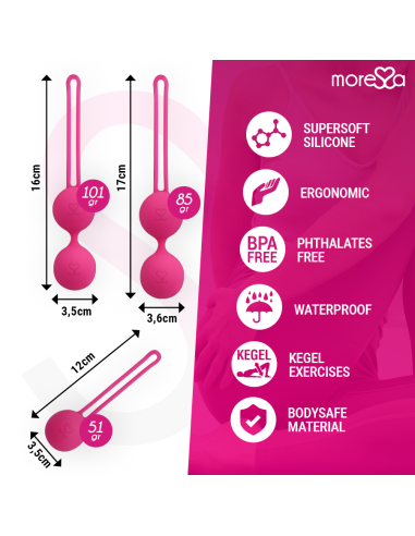 MORESSA OSIAN SET PREMIUM SILICONA ROSA Osian One 51 g Osian Two 101 g Osian Three 85 g