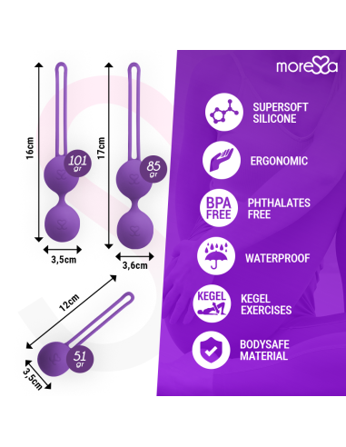 MORESSA OSIAN SET Osian One 51 Gr Osian Two 101 Gr Osian Three 85 gr PREMIUM SILICONA LILA