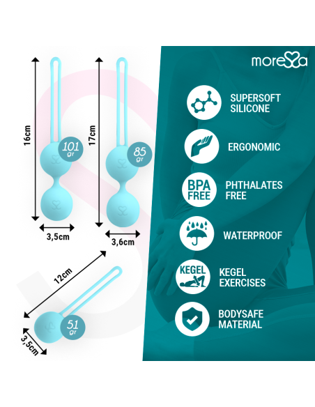 MORESSA OSIAN SET Osian One 51 Gr Osian Two 101 Gr Osian Three 85 gr PREMIUM SILICONA TURQUESA
