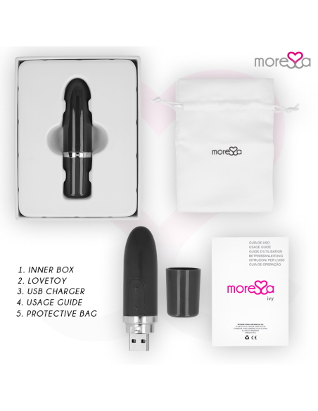 MORESSA IVY MASAJEADOR SIMULADOR LABIAL DE VIAJE NEGRO