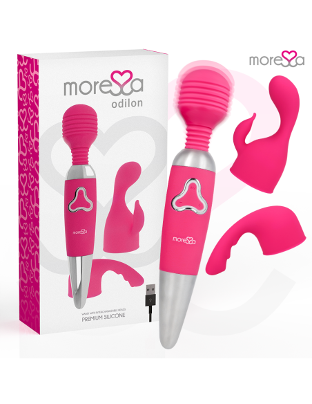 MORESSA ODILON WAND POTENTE MOTOR MAS DOS CABEZALES PREMIUM SILICONE RECARGABLE
