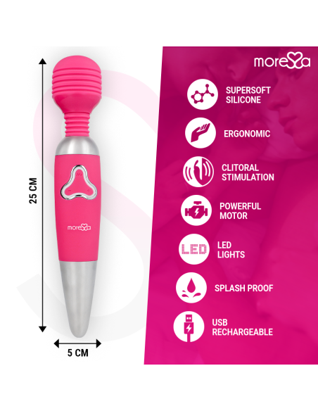 MORESSA ODILON WAND POTENTE MOTOR MAS DOS CABEZALES PREMIUM SILICONE RECARGABLE