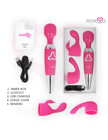 MORESSA ODILON WAND POTENTE MOTOR MAS DOS CABEZALES PREMIUM SILICONE RECARGABLE