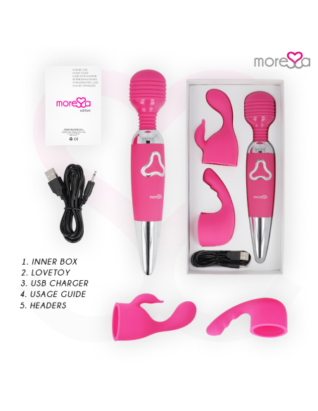 MORESSA ODILON WAND POTENTE MOTOR MAS DOS CABEZALES PREMIUM SILICONE RECARGABLE