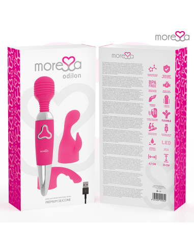 MORESSA ODILON WAND POTENTE MOTOR MAS DOS CABEZALES PREMIUM SILICONE RECARGABLE