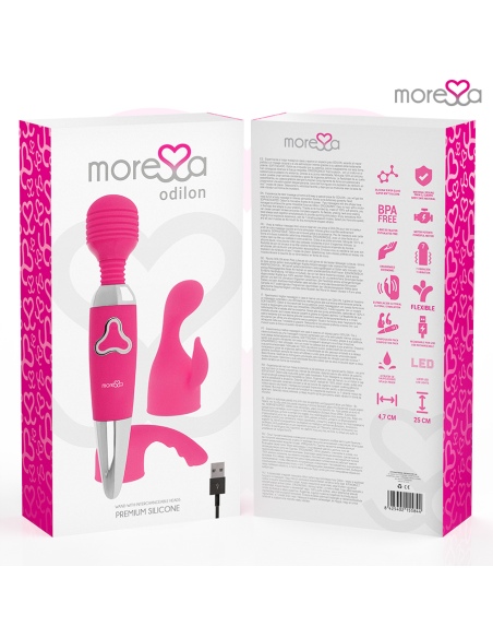 MORESSA ODILON WAND POTENTE MOTOR MAS DOS CABEZALES PREMIUM SILICONE RECARGABLE