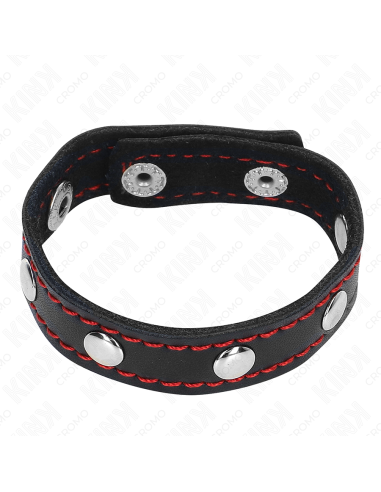 KINK ANILLO PENE CUERO CON CIERRE A PRESIAN FORRO ROJO 21 X 15 CM