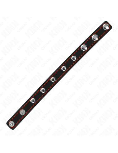 KINK ANILLO PENE CUERO CON CIERRE A PRESIAN FORRO ROJO 21 X 15 CM